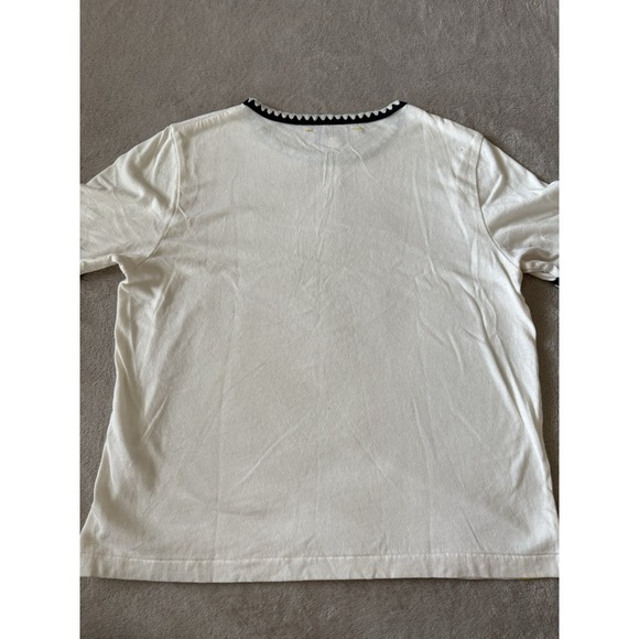 Kerri Rosenthal‎ Women's Medium Sally Ringer Tee Crochet 100% Cotton Shirt White - Picture 8 of 8